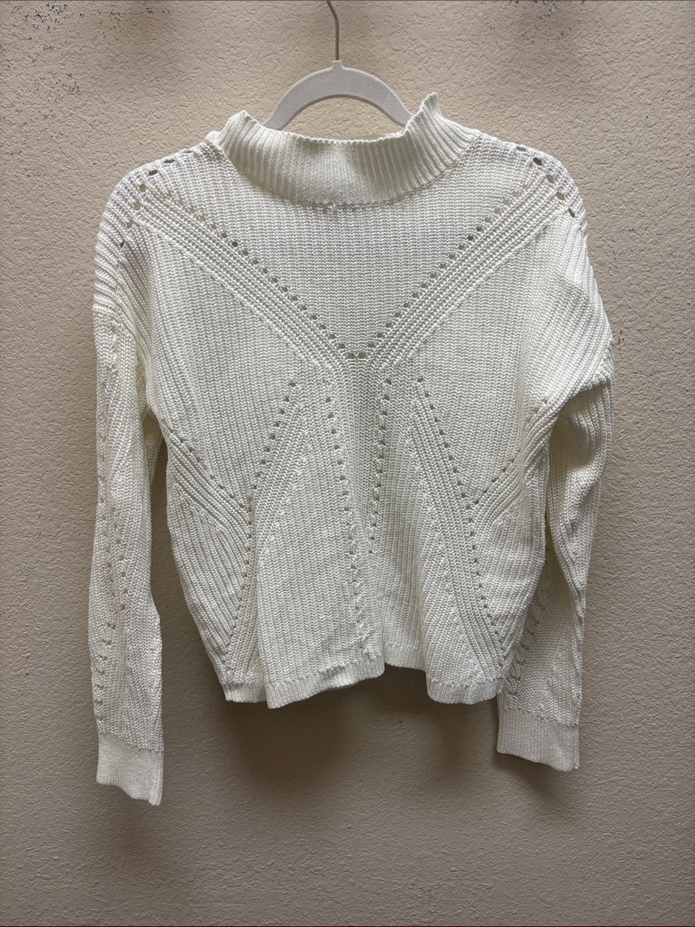 Society Cream Textured Mock Neck Sweater